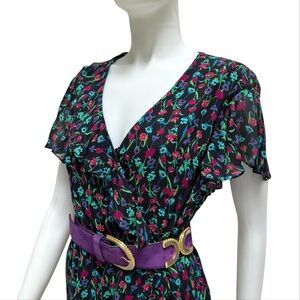 New Nanette Lepor‎ Silk Midi Dress Floral Ruffes Boho Vacationer Romantic NWT 14